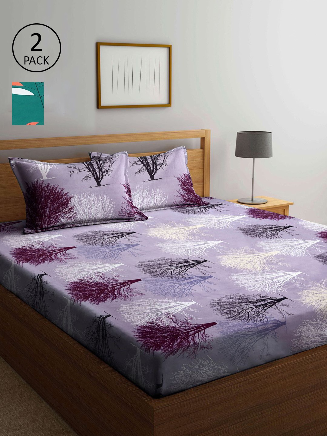 

KLOTTHE Multicoloured Floral 210 TC 2 King Bedsheet with 4 Pillow Covers, Multi