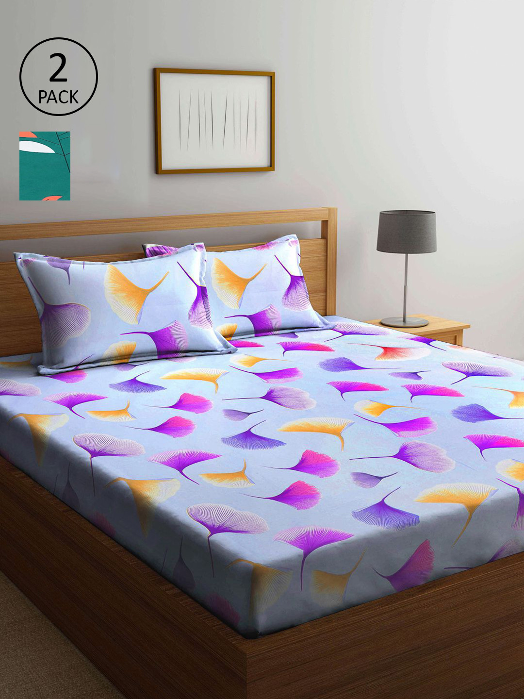 

KLOTTHE Multicoloured Floral 210 TC 2 King Bedsheet with 4 Pillow Covers, Multi
