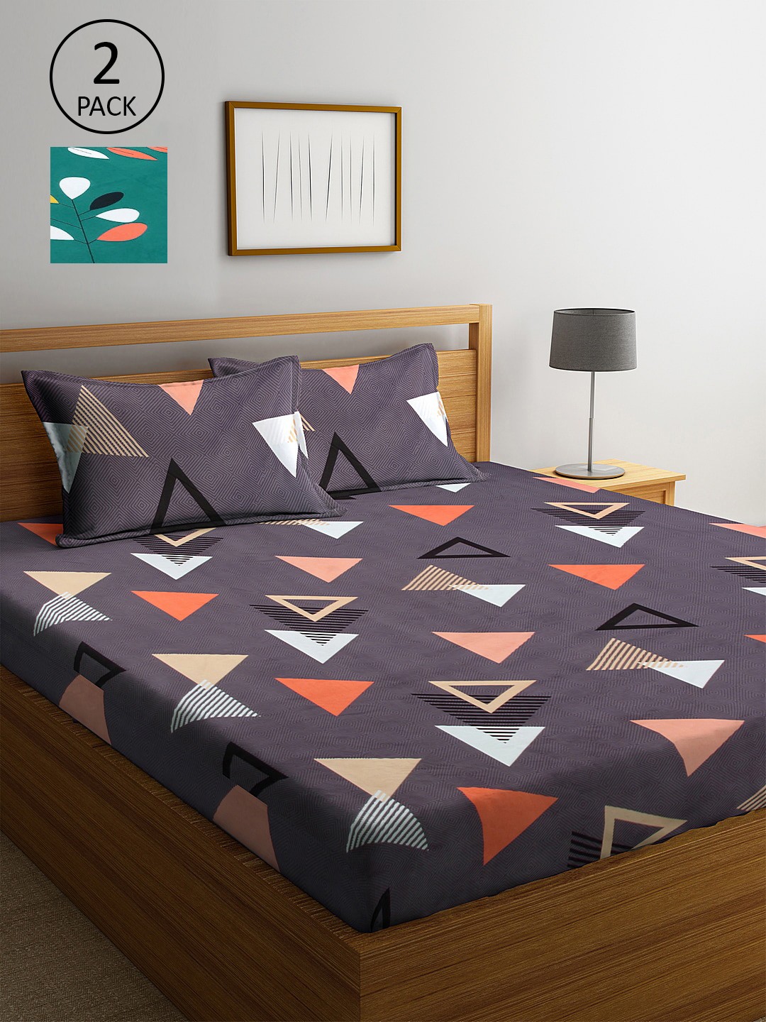 

KLOTTHE Multicoloured Geometric 210 TC 2 King Bedsheet with 4 Pillow Covers, Multi