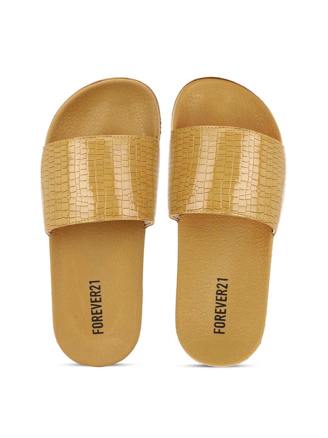 

FOREVER 21 Women Brown Textured Sliders