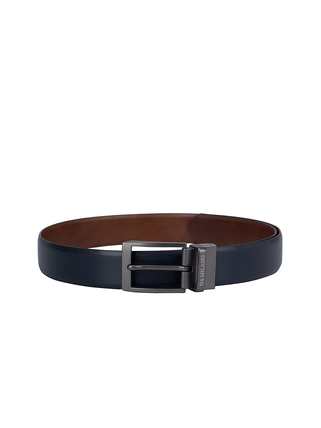 

Da Milano Men Navy Blue & Brown Textured Reversible Leather Belt