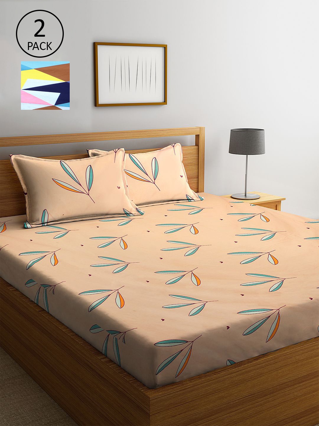 

KLOTTHE Multicoloured Floral 210 TC 2 King Bedsheet with 4 Pillow Covers, Multi