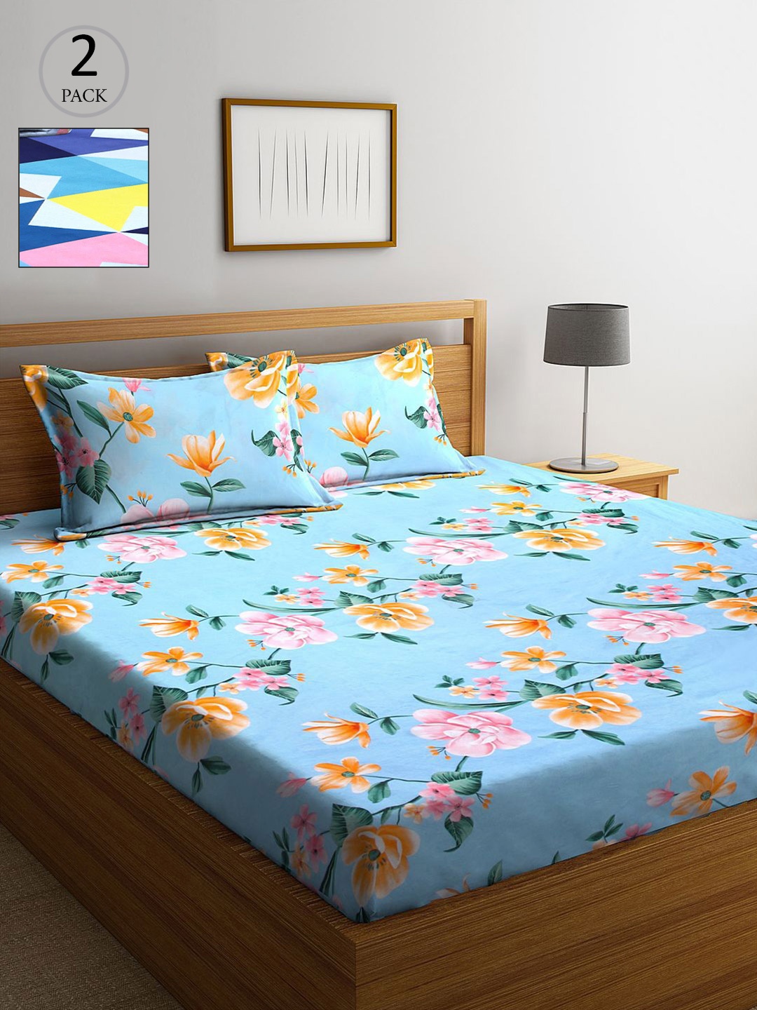 

KLOTTHE Multicoloured Floral 210 TC 2 King Bedsheet with 4 Pillow Covers, Multi