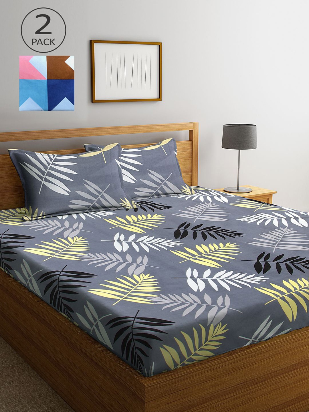 

KLOTTHE Multicoloured Floral 210 TC 2 King Bedsheet with 4 Pillow Covers, Multi