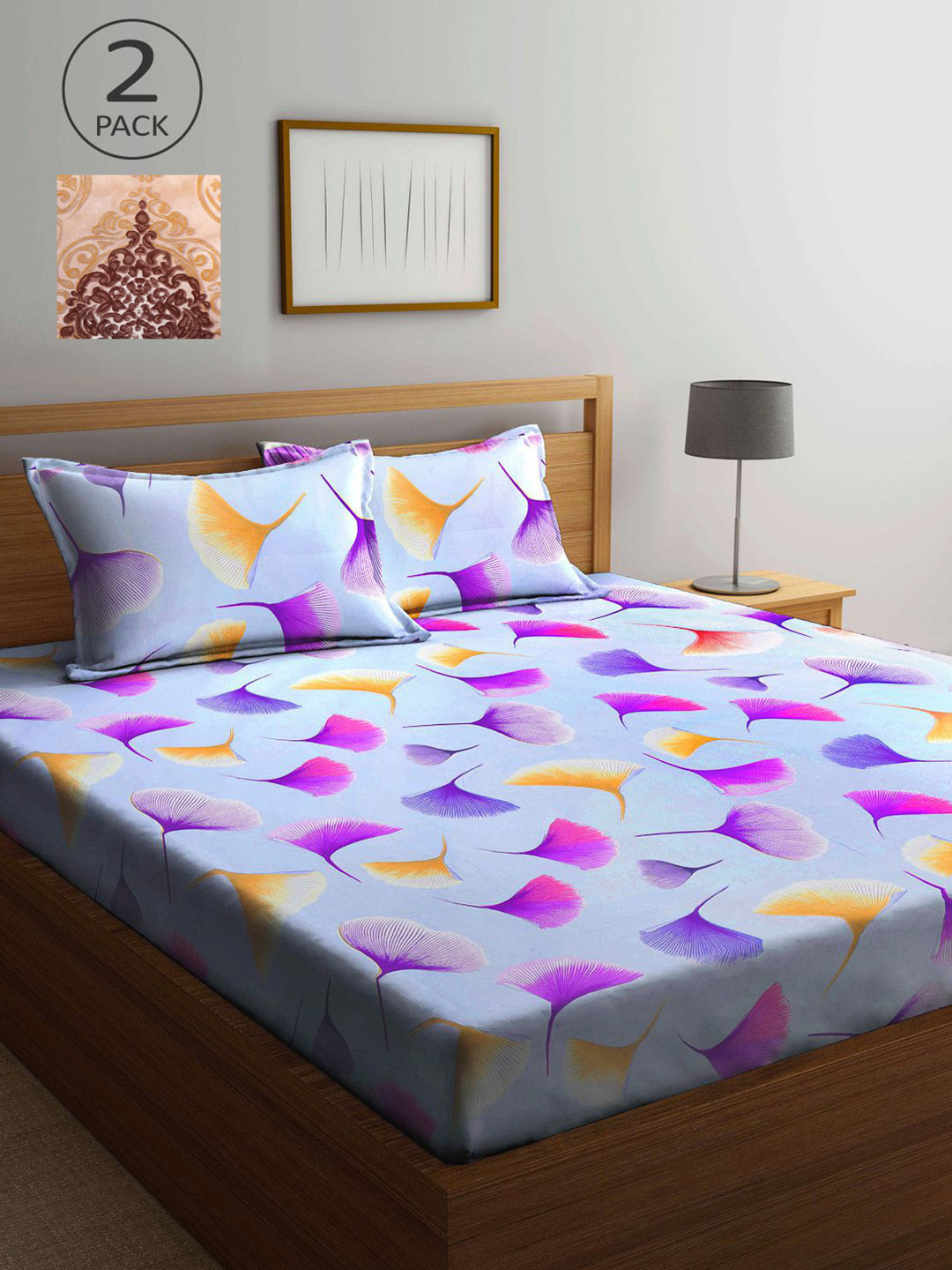

KLOTTHE Multicoloured Floral 210 TC 2 King Bedsheet with 4 Pillow Covers, Multi