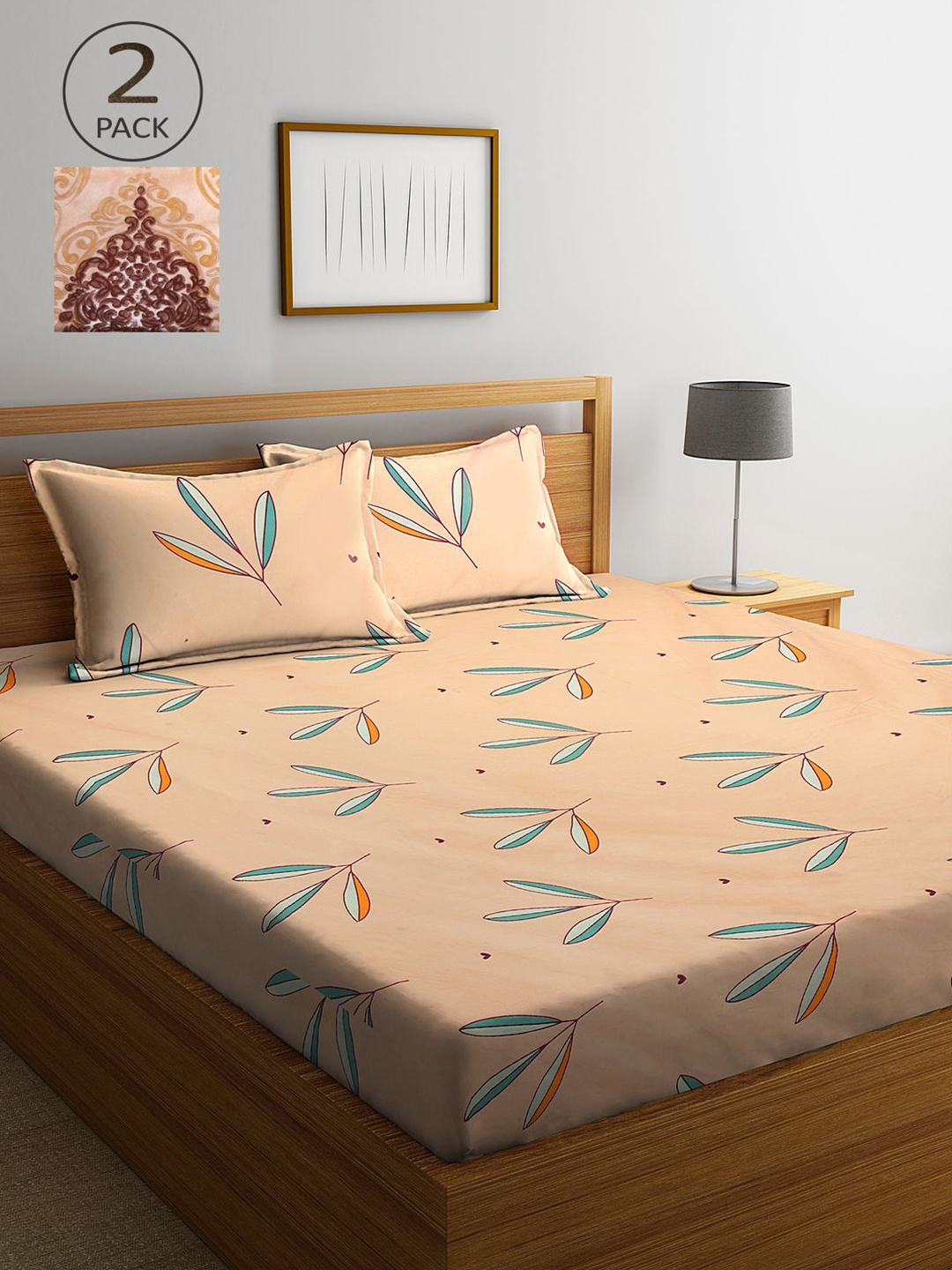 

KLOTTHE Multicoloured Floral 210 TC 2 King Bedsheet with 4 Pillow Covers, Multi