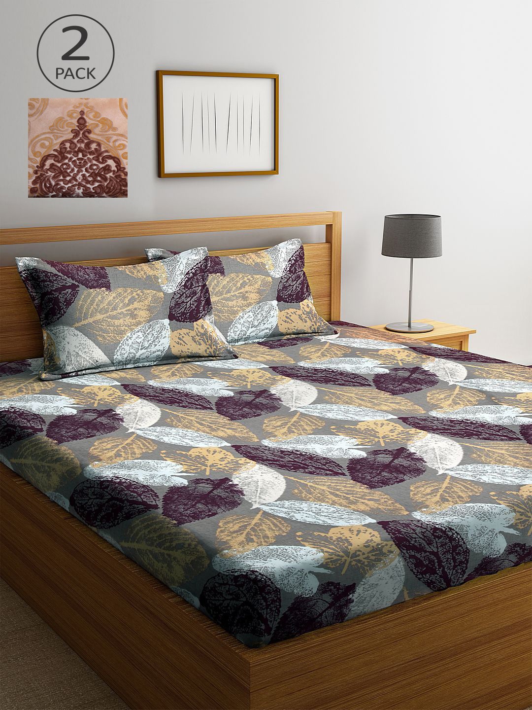 

KLOTTHE Multicoloured Floral 210 TC 2 King Bedsheet with 4 Pillow Covers, Multi