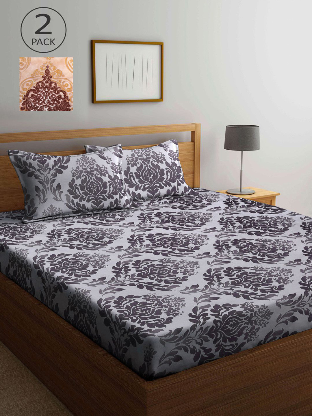 

KLOTTHE Multicoloured Floral 210 TC 2 King Bedsheet with 4 Pillow Covers, Multi