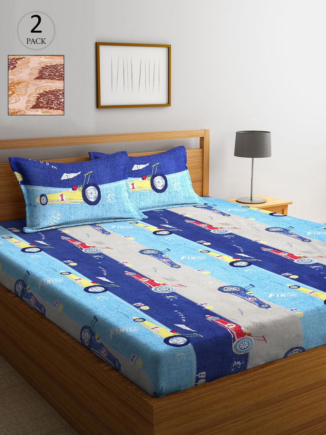 

KLOTTHE Multicoloured Cartoon Characters 210 TC 2 King Bedsheet with 4 Pillow Covers, Multi