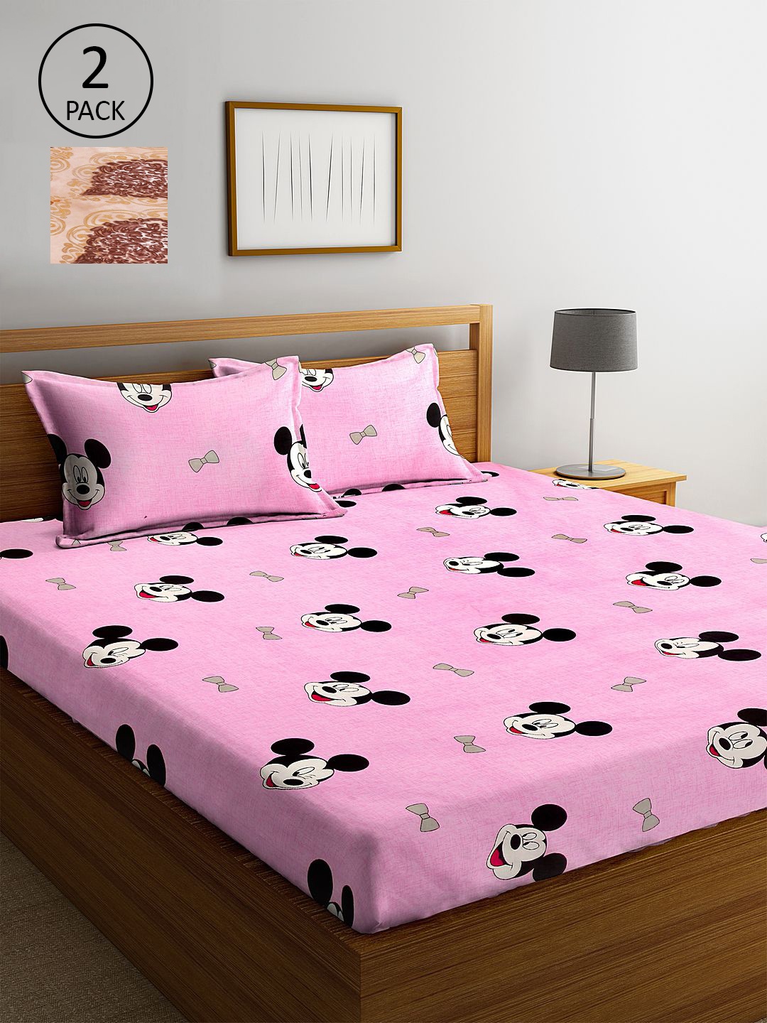 

KLOTTHE Multicoloured Cartoon Characters 210 TC 2 King Bedsheet with 4 Pillow Covers, Multi