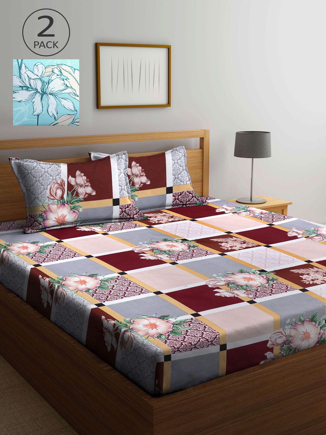 

KLOTTHE Multicoloured Geometric 210 TC 2 King Bedsheet with 4 Pillow Covers, Multi