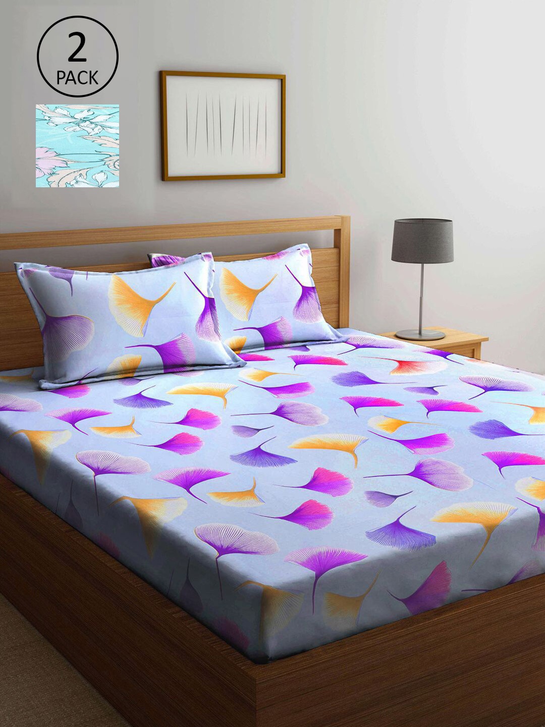 

KLOTTHE Multicoloured Floral 210 TC 2 King Bedsheet with 4 Pillow Covers, Multi