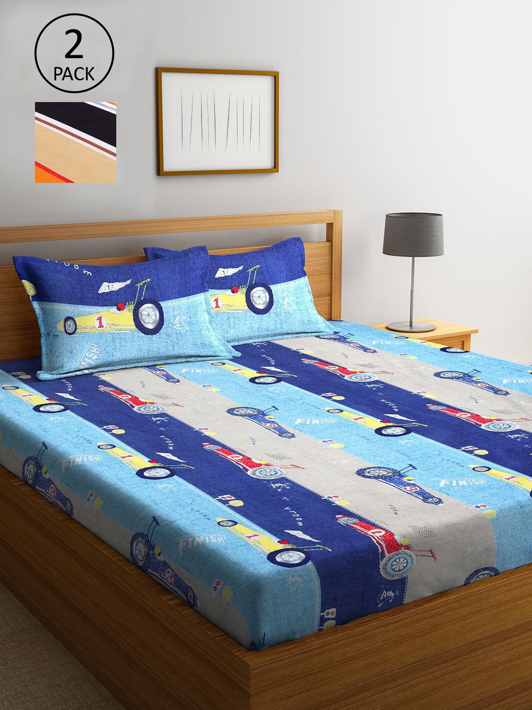 

KLOTTHE Multicoloured Cartoon Characters 210 TC 2 King Bedsheet with 4 Pillow Covers, Multi