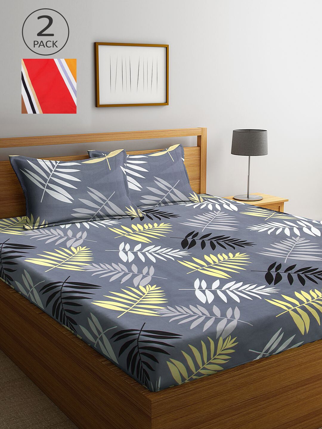 

KLOTTHE Multicoloured Floral 210 TC 2 King Bedsheet with 4 Pillow Covers, Multi