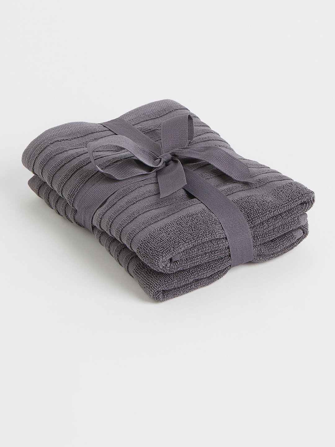 

H&M Pack of 2 Grey Striped Cotton Hand Towels