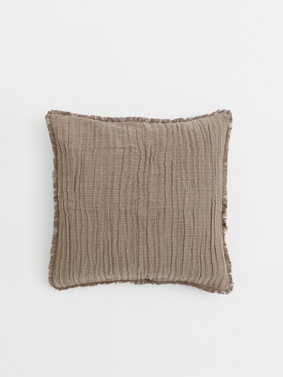 

H&M Beige Crinkled Square Linen-Blend Cushion Cover