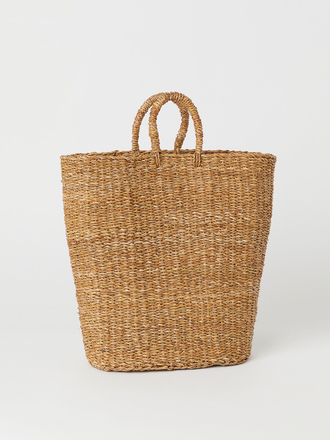 

H&M Beige Woven Design Handmade Laundry Basket