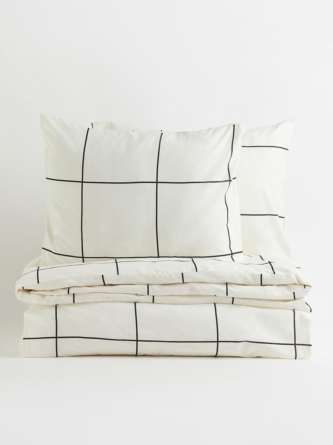 

H&M White Checked Double/King Duvet Cover Set