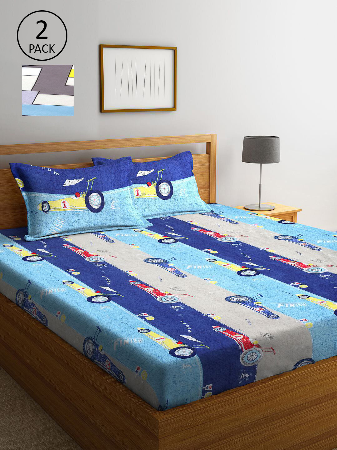 

KLOTTHE Multicoloured Cartoon Characters 210 TC 2 King Bedsheet with 4 Pillow Covers, Multi