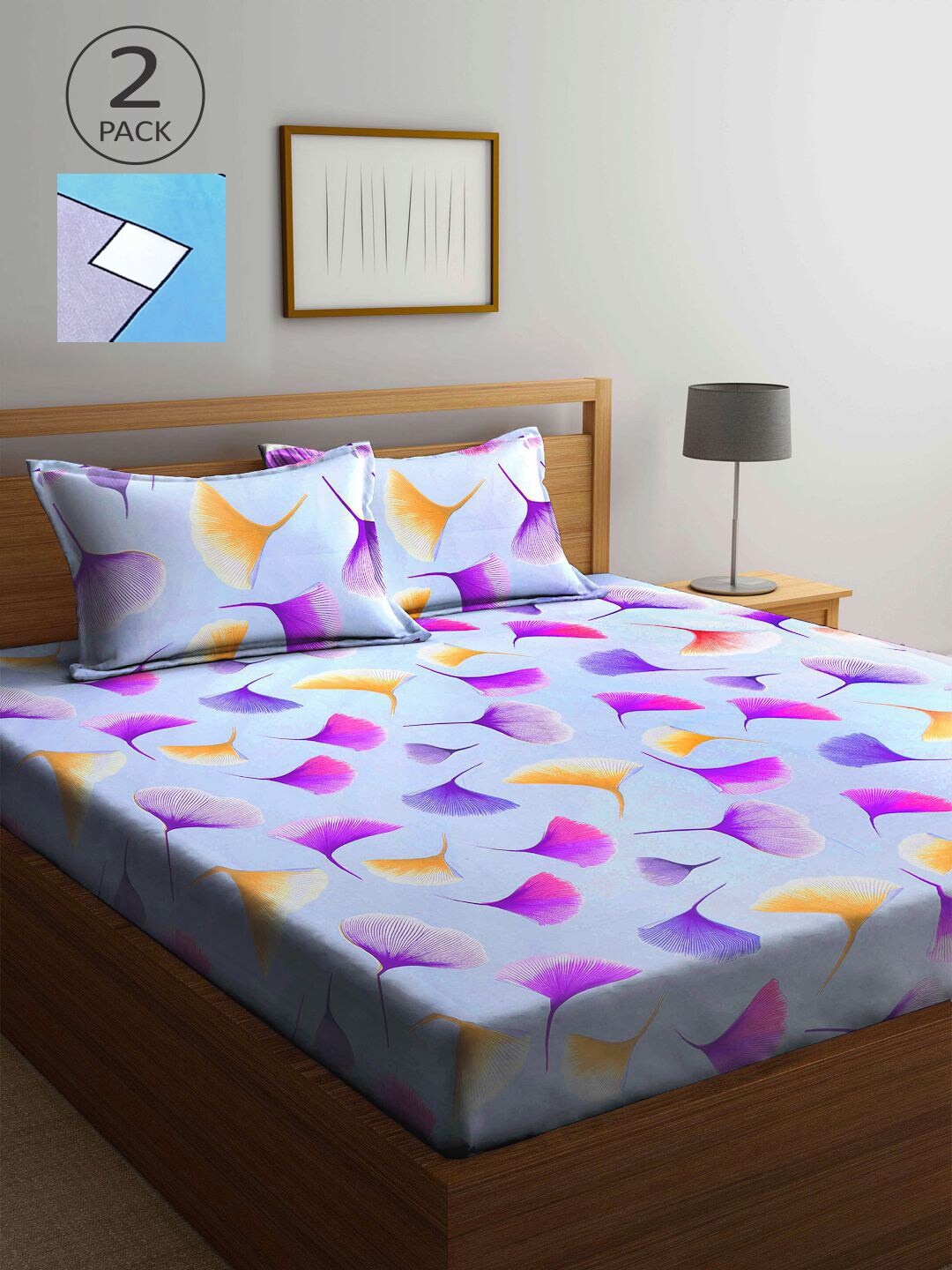 

KLOTTHE Multicoloured Floral 210 TC 2 King Bedsheet with 4 Pillow Covers, Multi
