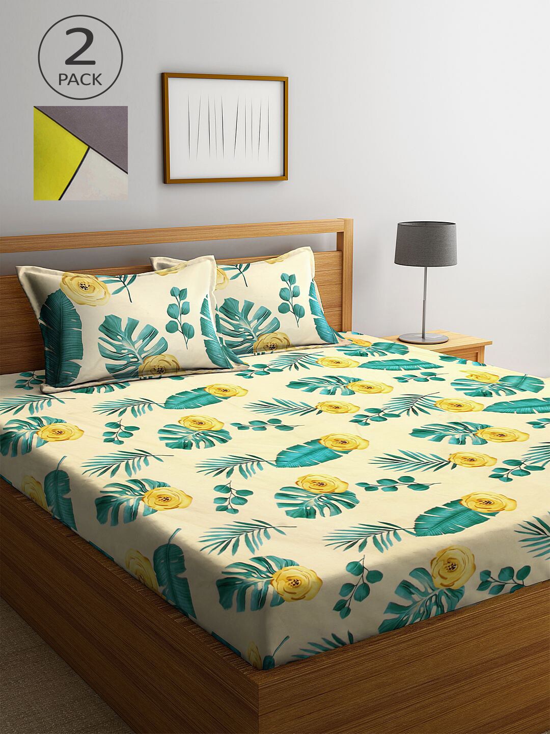 

KLOTTHE Multicoloured Floral 210 TC 2 King Bedsheet with 4 Pillow Covers, Multi