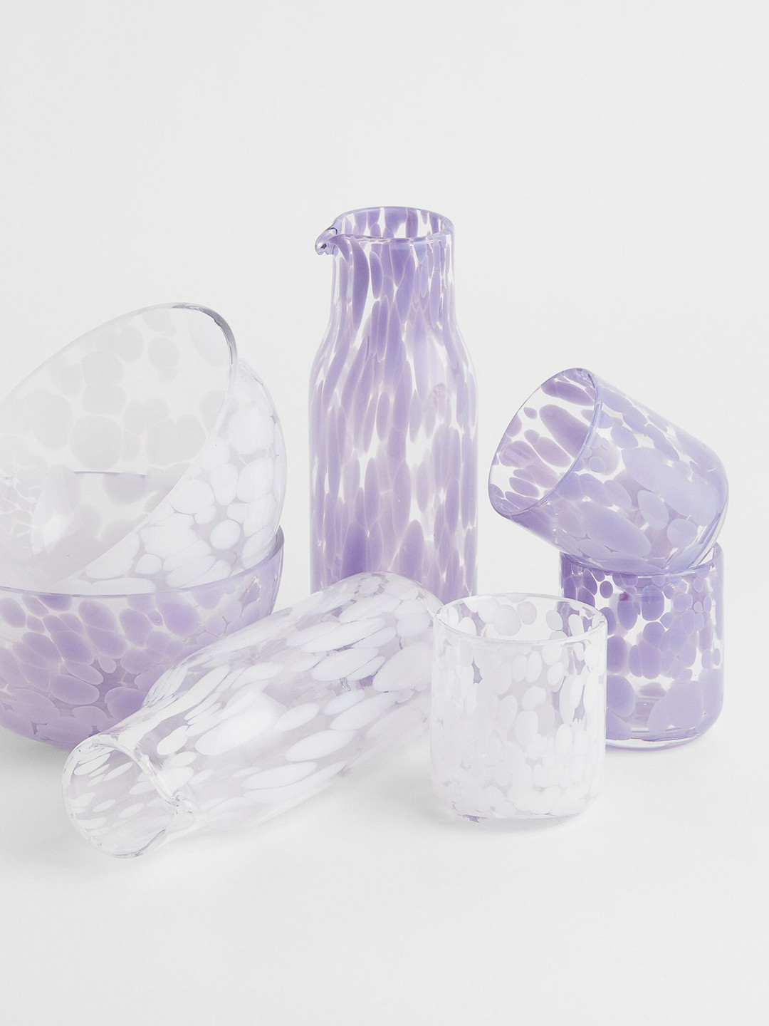 

H&M White Printed Large Glass Serving Bowl