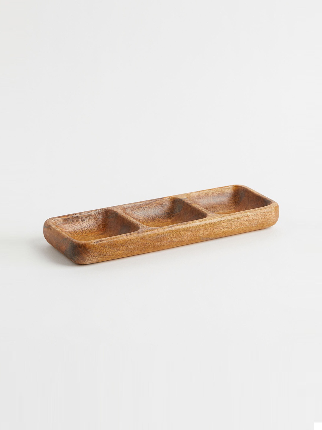 

H&M Brown Three-Compartment Wooden Dish
