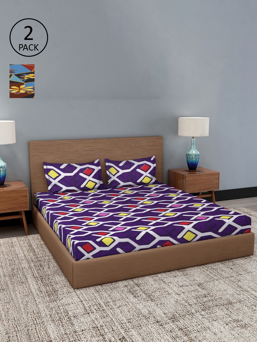 

Dhrohar Assorted Floral 180 TC 2 King Bedsheet with 4 Pillow Covers