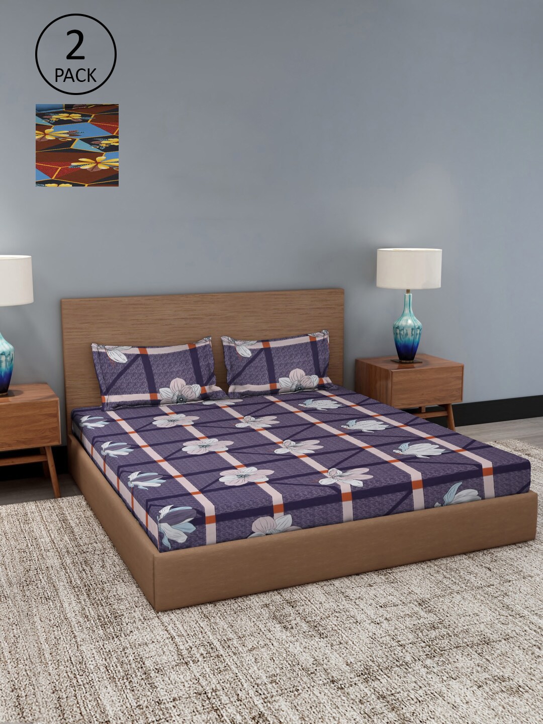 

Dhrohar Assorted Floral 180 TC 2 King Bedsheet with 4 Pillow Covers