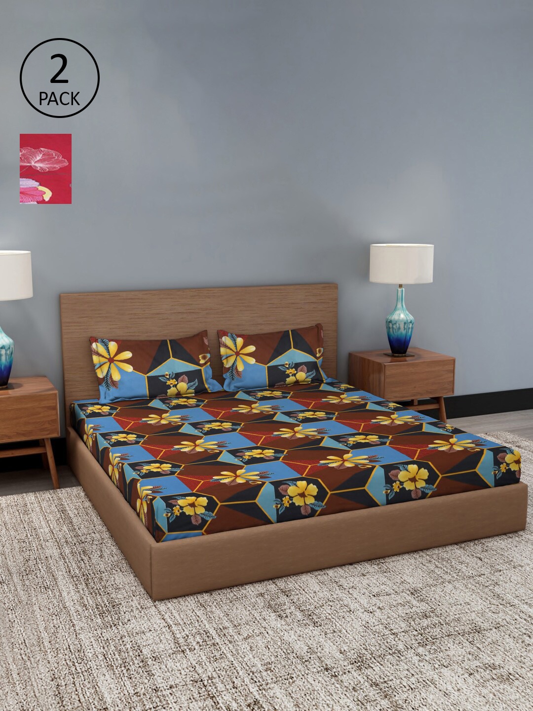 

Dhrohar Assorted Floral 180 TC 2 King Bedsheet with 4 Pillow Covers