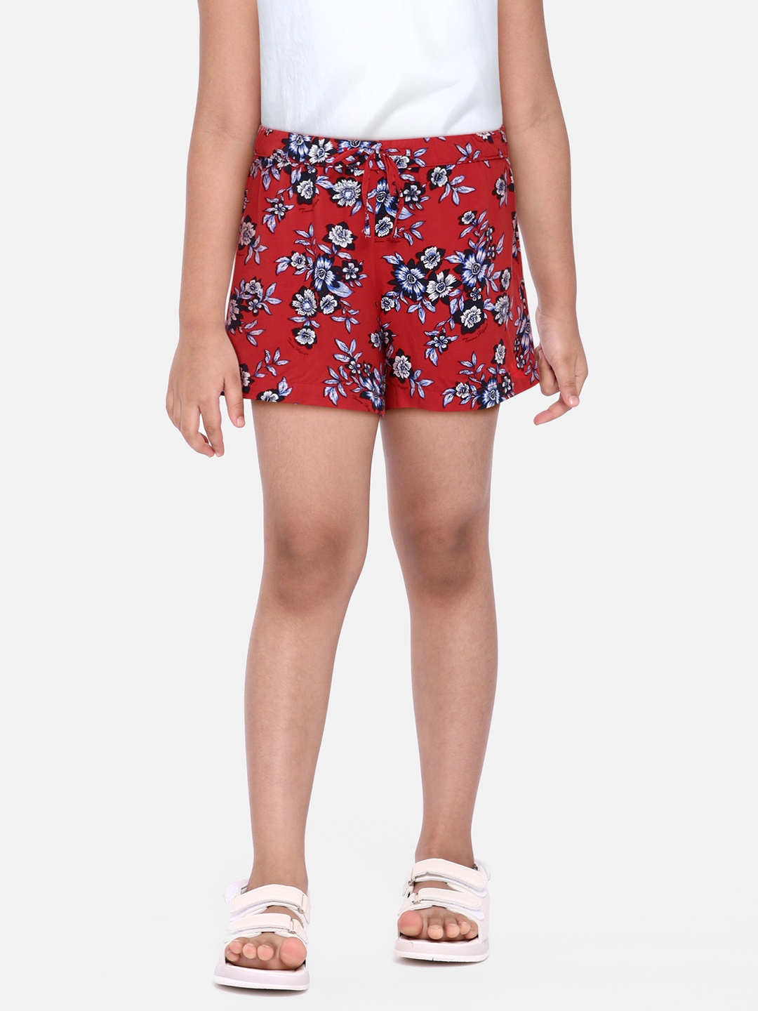 Tommy Hilfiger Girls Red Floral Printed Shorts