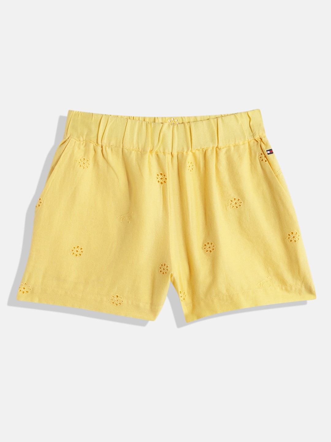 

Tommy Hilfiger Girls Self Design Organic Cotton Shorts, Yellow