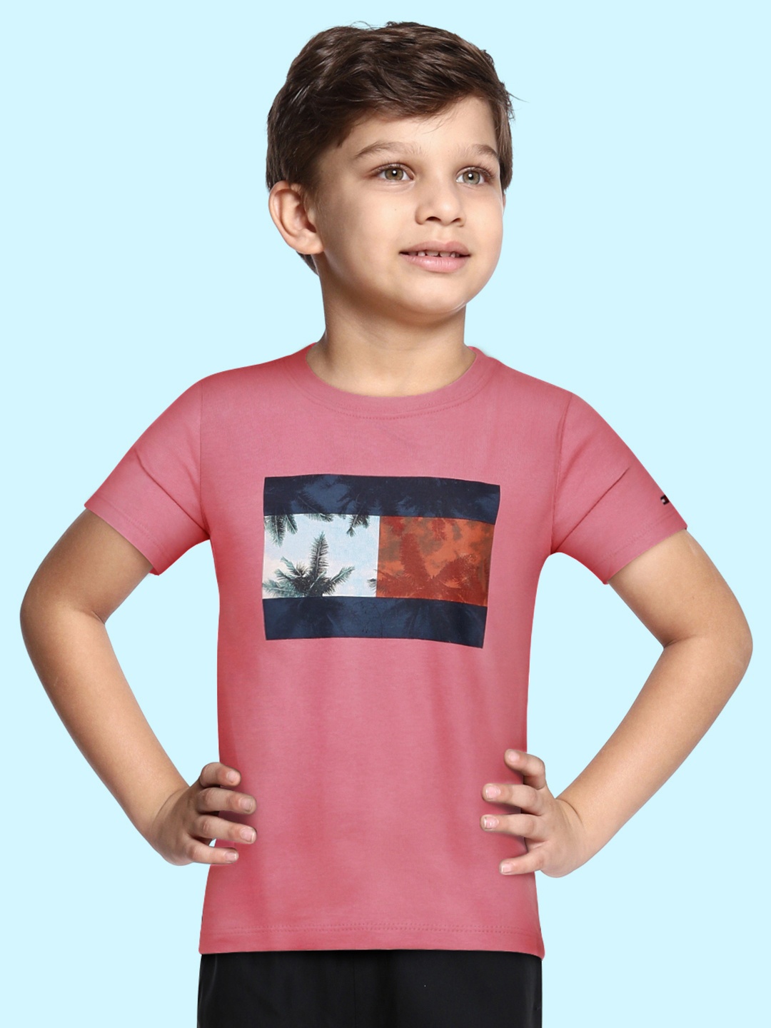

Tommy Hilfiger Boys Pink Printed Pure Cotton T-shirt