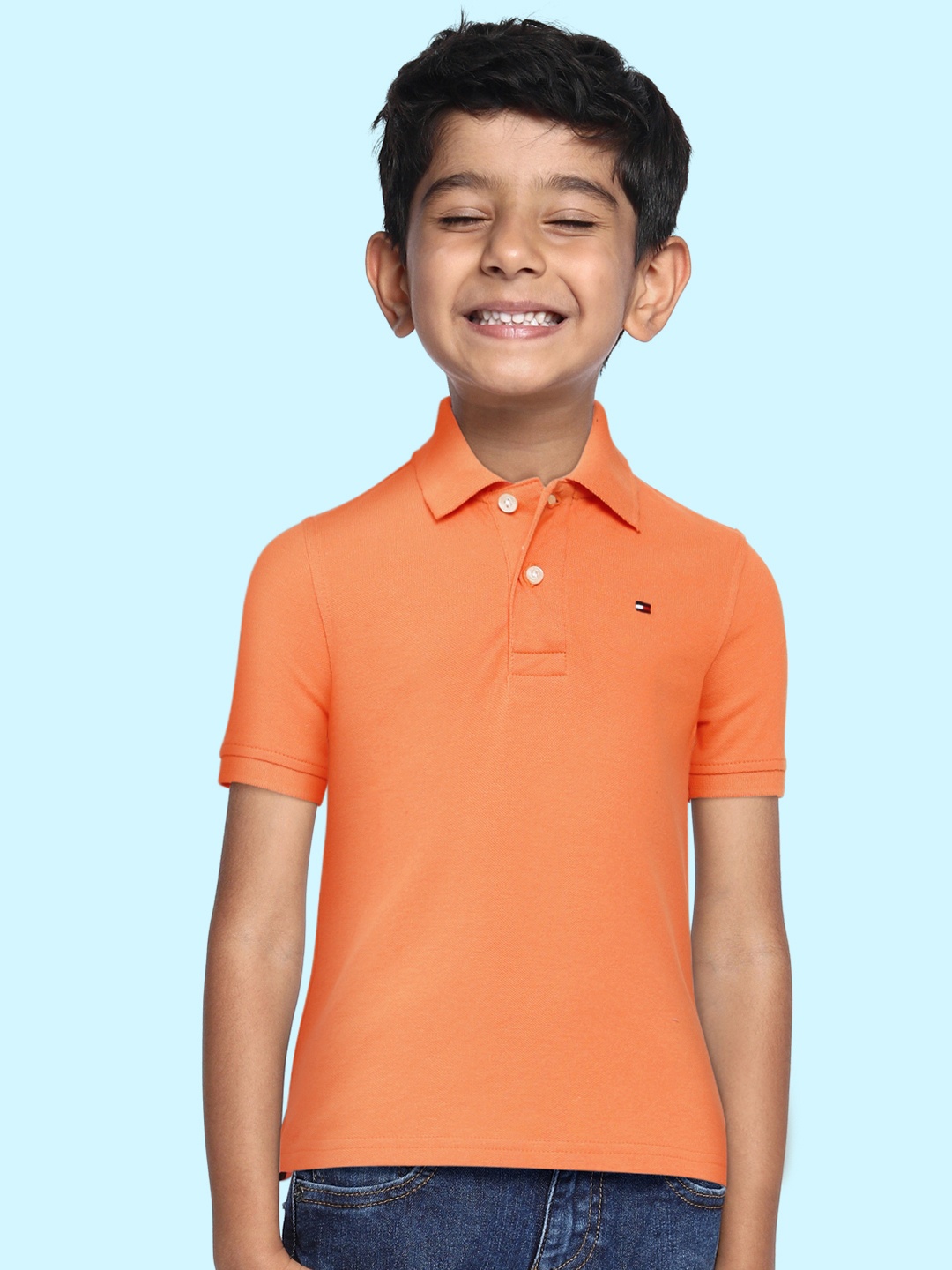 

Tommy Hilfiger Boys Orange Solid T-shirt