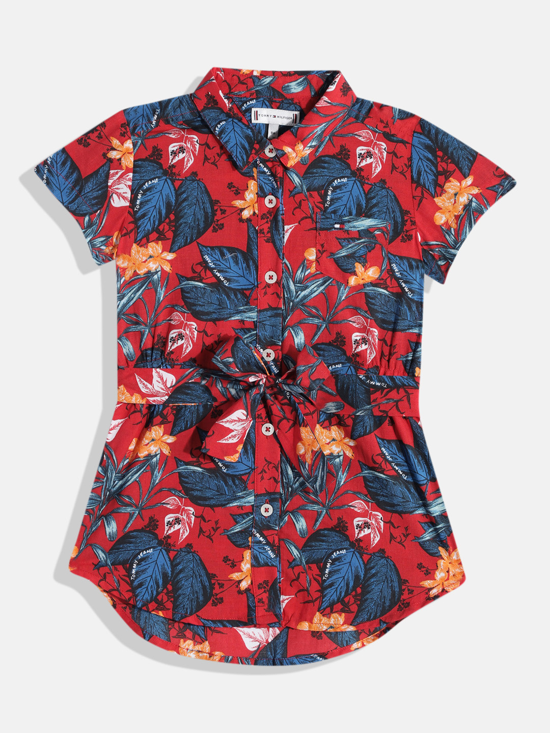 

Tommy Hilfiger Tropical Print Shirt Dress, Red