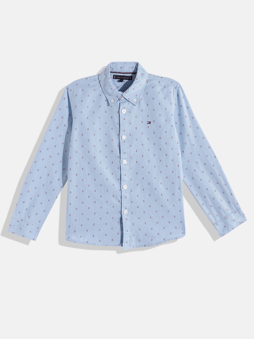 

Tommy Hilfiger Boys Pure Cotton Micro Ditsy Printed Casual Shirt, Blue