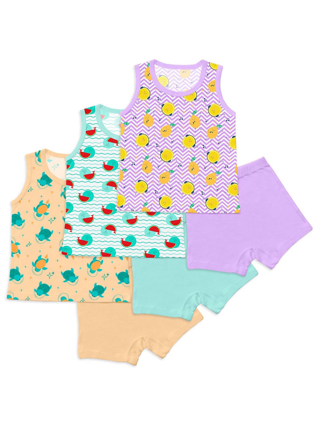 

SuperBottoms Kids Pack of 3 Conversational Printed Sustainable T-shirt with Shorts, White