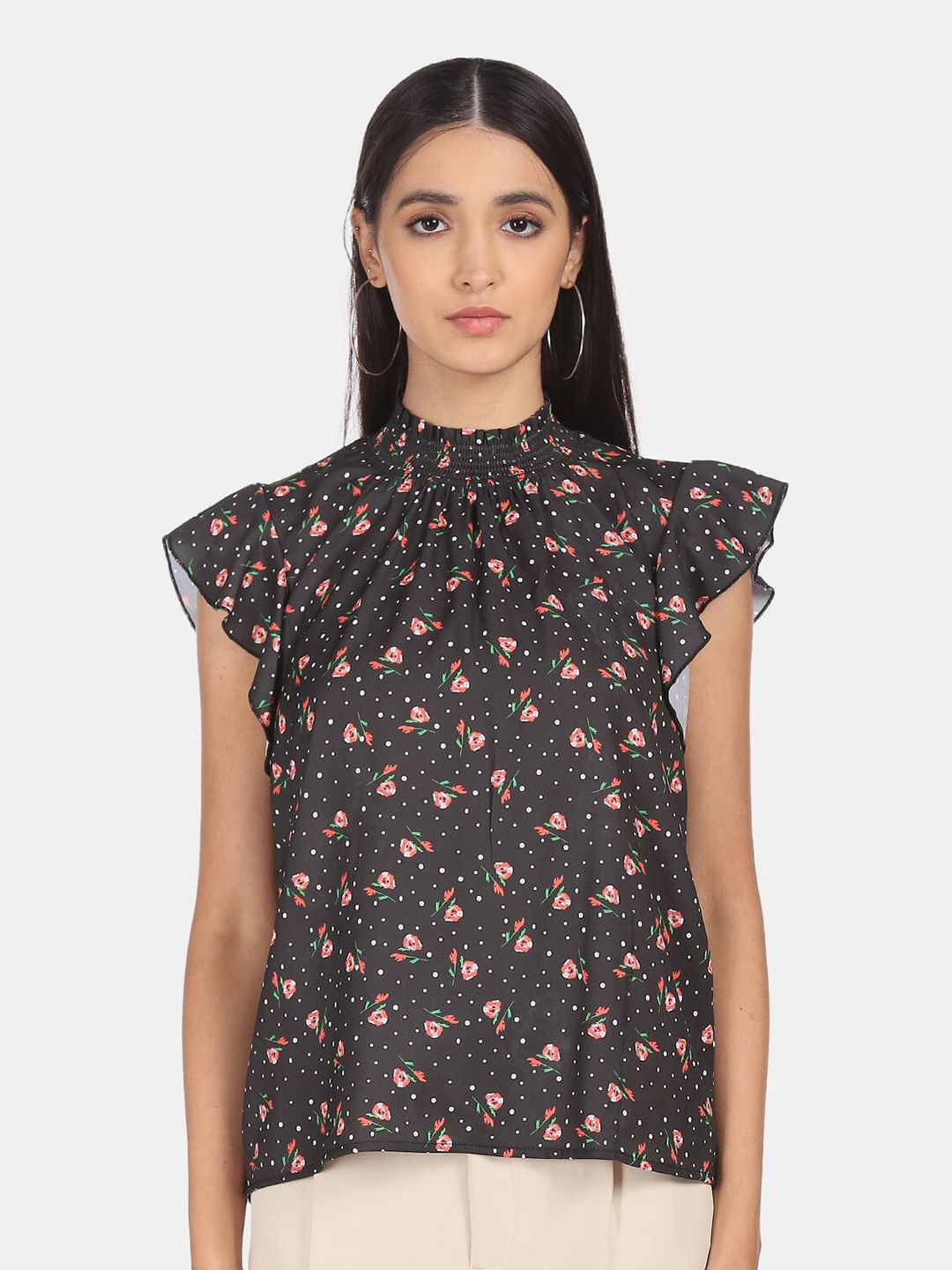 

SHFFL Black Floral Print Top