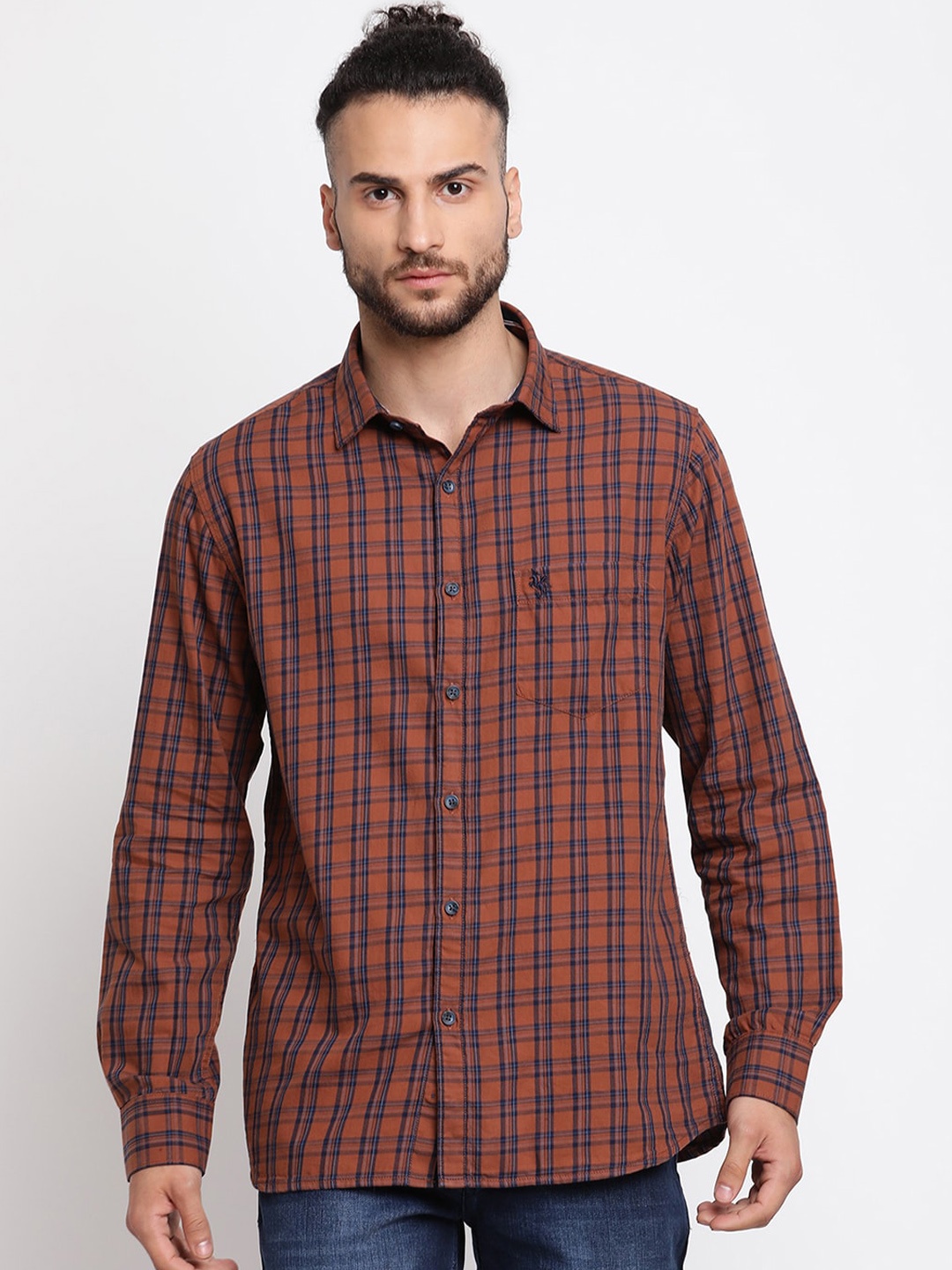 

Cantabil Men Brown Checked Casual Shirt