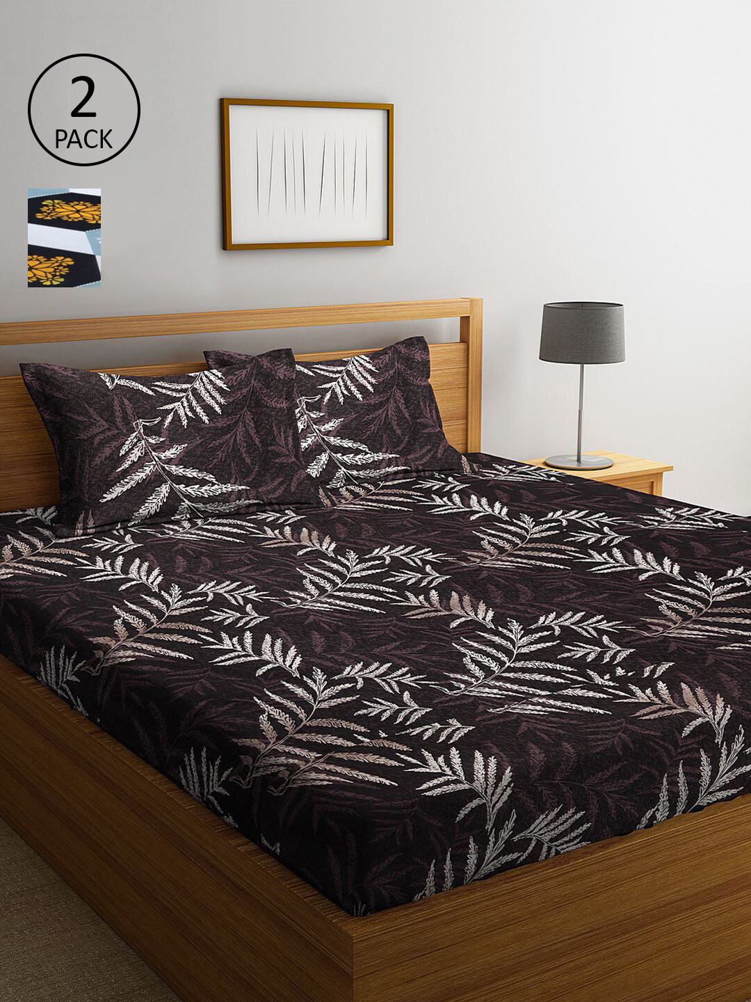 

KLOTTHE Multicoloured Floral 210 TC 2 King Bedsheet with 4 Pillow Covers, Multi