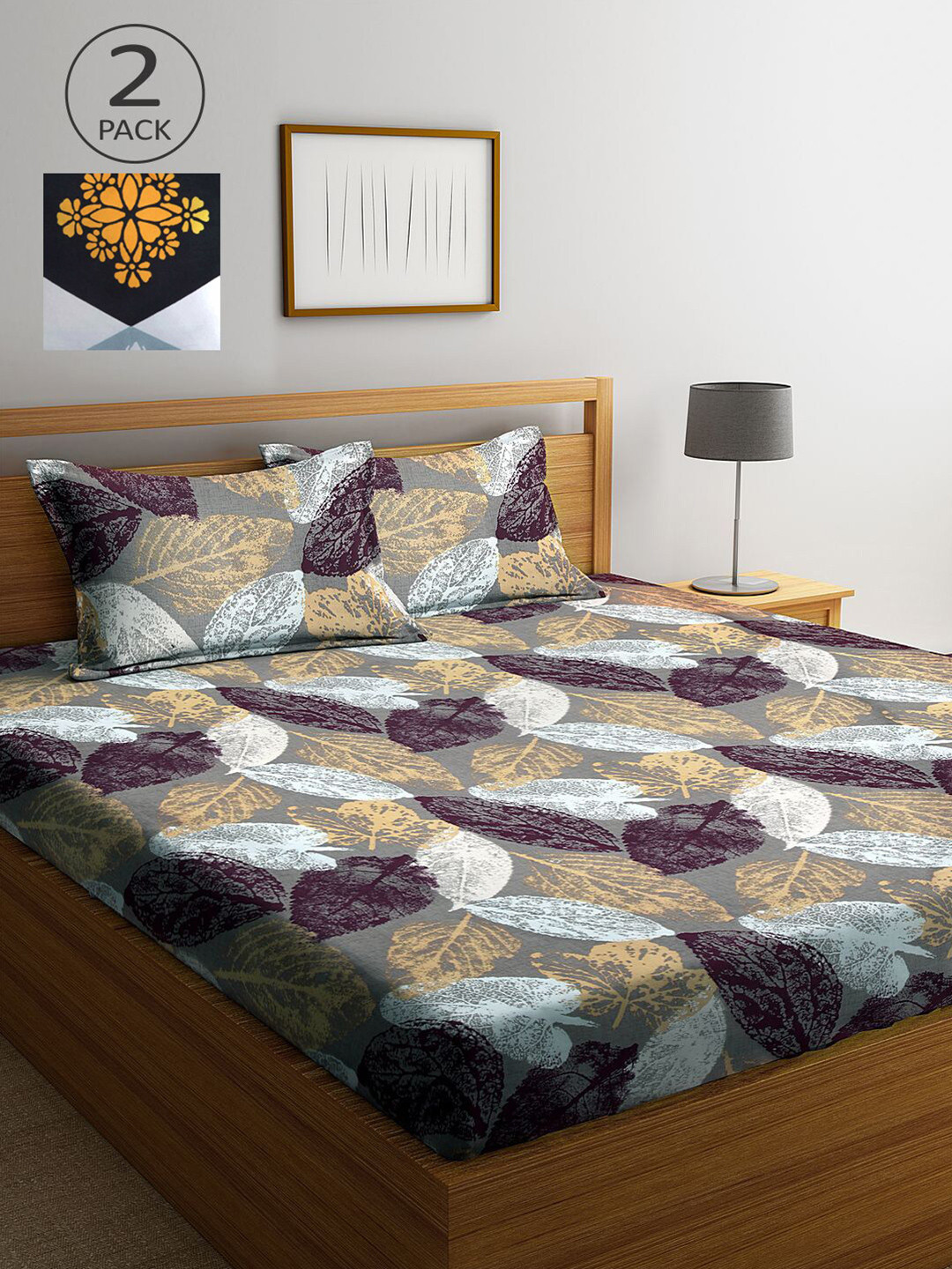

KLOTTHE Multicoloured Floral 210 TC 2 King Bedsheet with 4 Pillow Covers, Multi