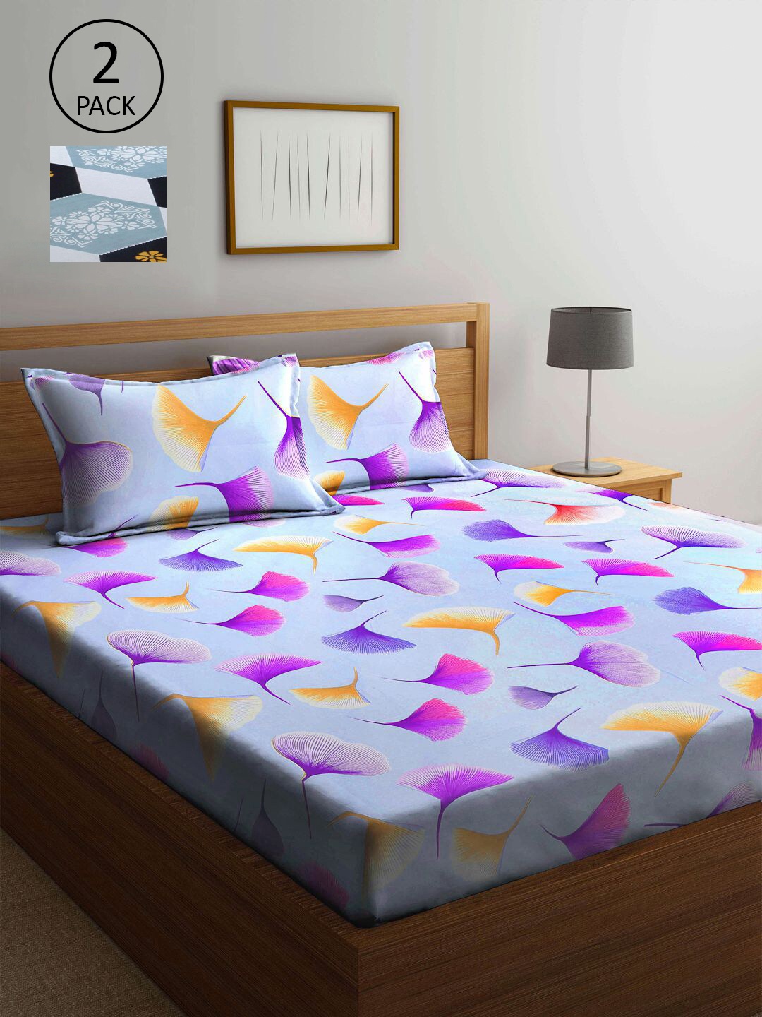 

KLOTTHE Multicoloured Floral 210 TC 2 King Bedsheet with 4 Pillow Covers, Multi