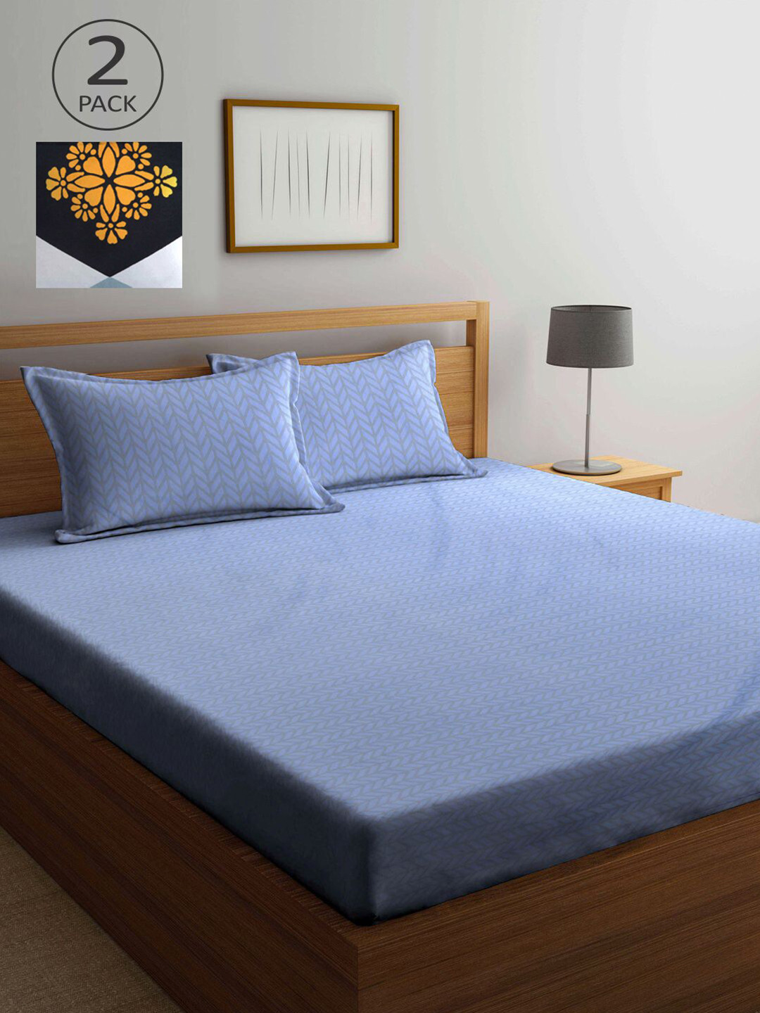 

KLOTTHE Multicoloured Geometric 210 TC 2 King Bedsheet with 4 Pillow Covers, Multi