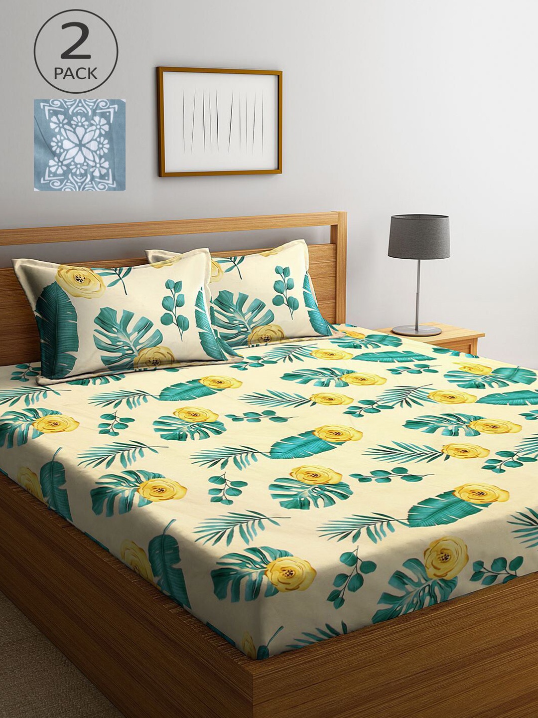 

KLOTTHE Multicoloured Floral 210 TC 2 King Bedsheet with 4 Pillow Covers, Multi