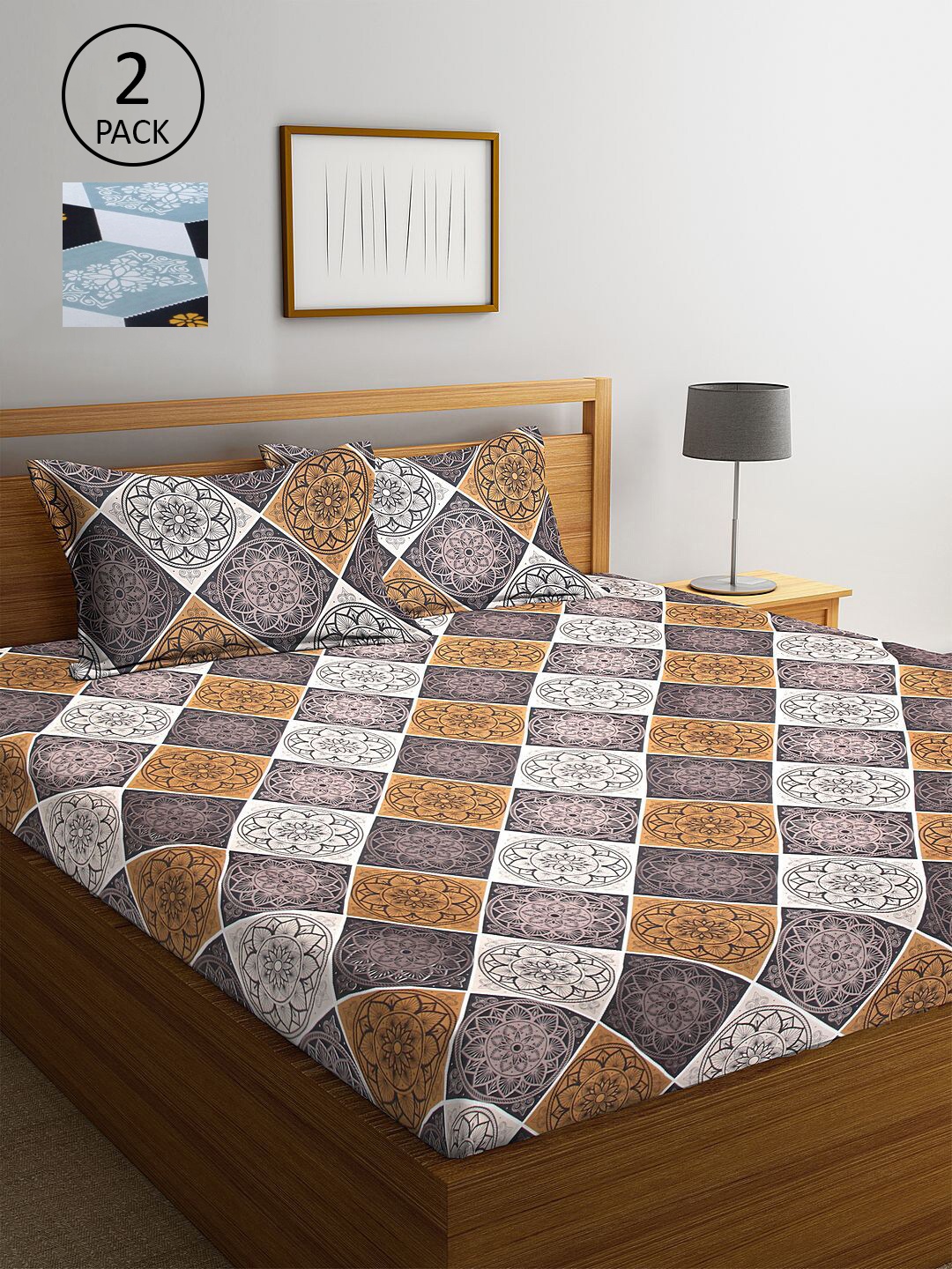 

KLOTTHE Multicoloured Floral 210 TC 2 King Bedsheet with 4 Pillow Covers, Multi