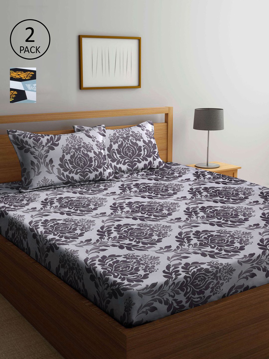 

KLOTTHE Multicoloured Floral 210 TC 2 King Bedsheet with 4 Pillow Covers, Multi