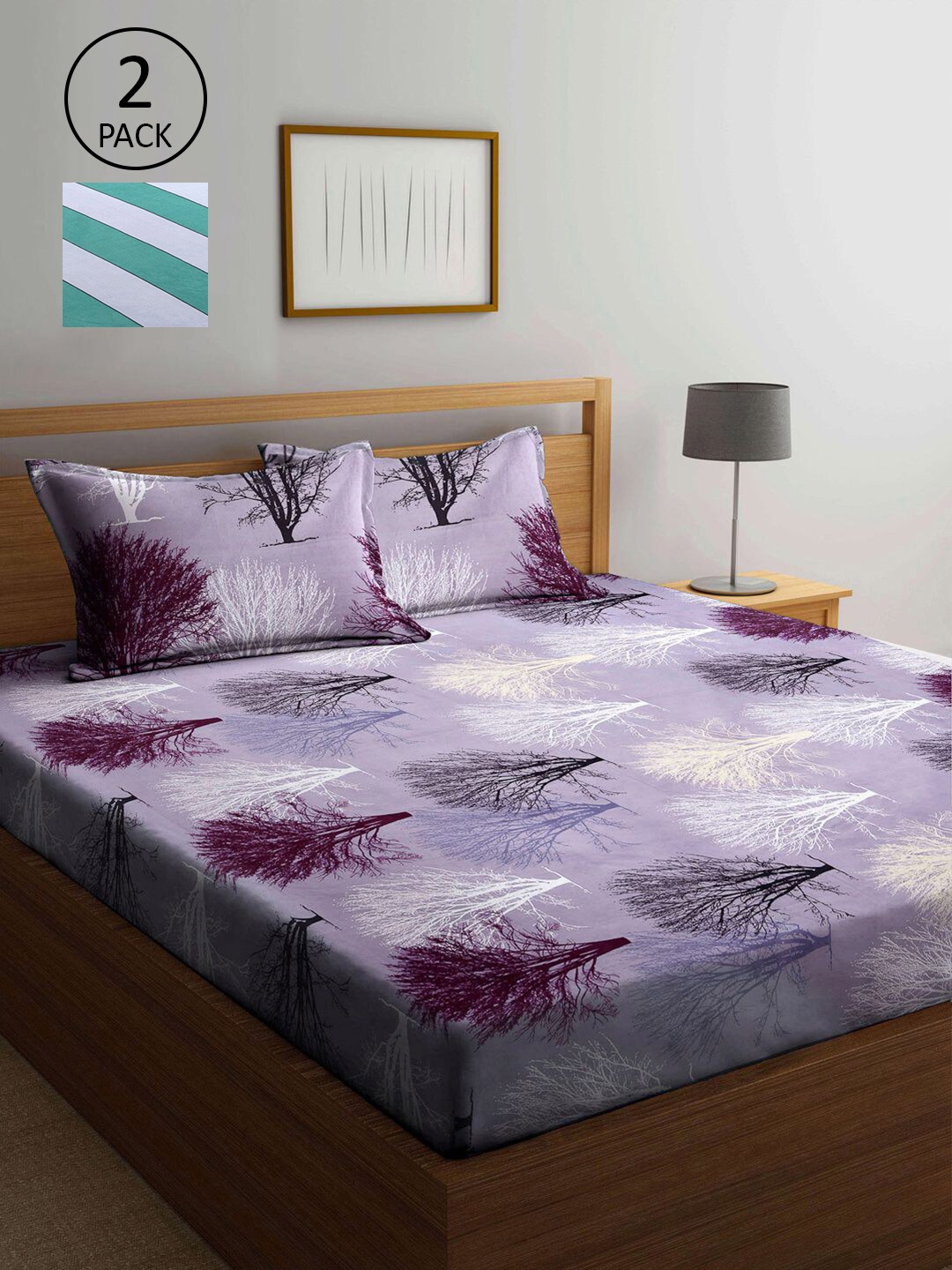 

KLOTTHE Multicoloured Floral 210 TC 2 King Bedsheet with 4 Pillow Covers, Multi