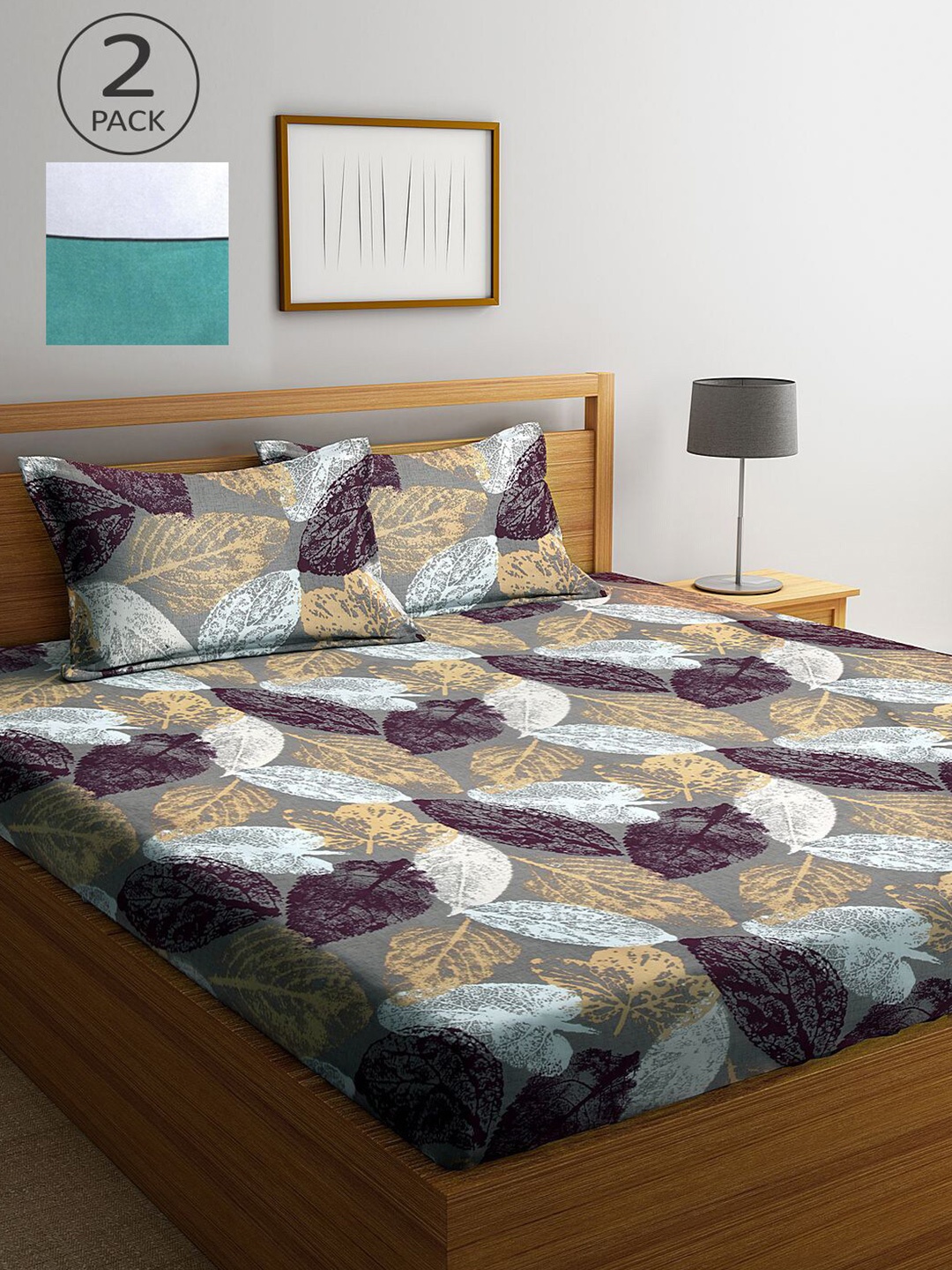 

KLOTTHE Multicoloured Floral 210 TC 2 King Bedsheet with 4 Pillow Covers, Multi