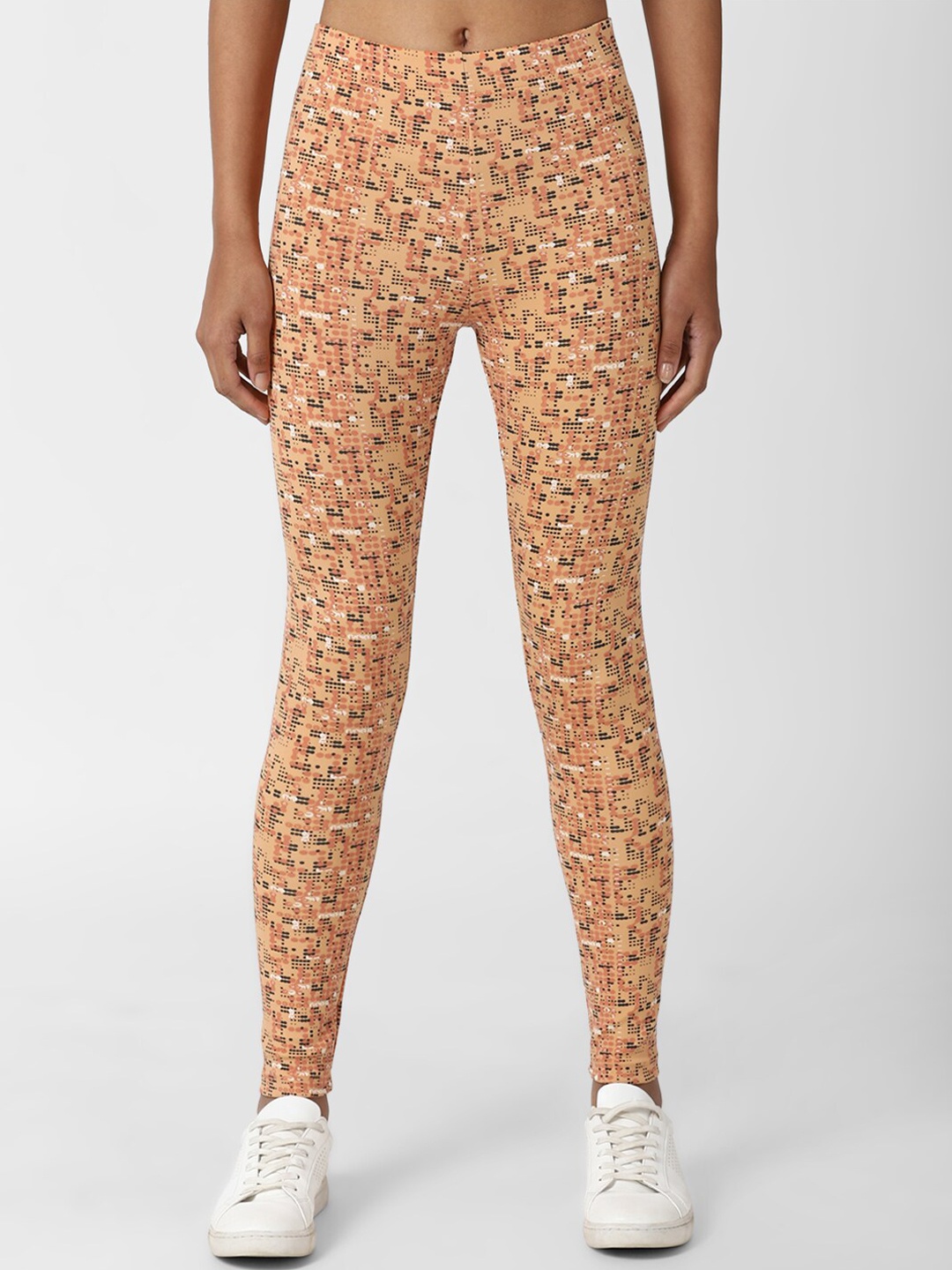 

FOREVER 21 Women Orange & Black Printed Ankle-length Leggings