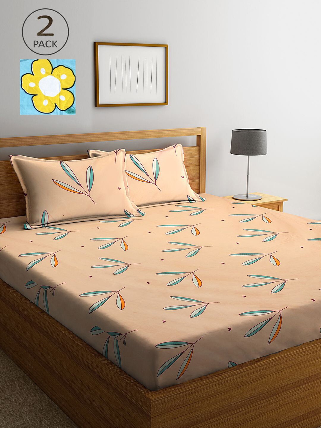 

KLOTTHE Multicoloured Floral 210 TC 2 King Bedsheet with 4 Pillow Covers, Multi